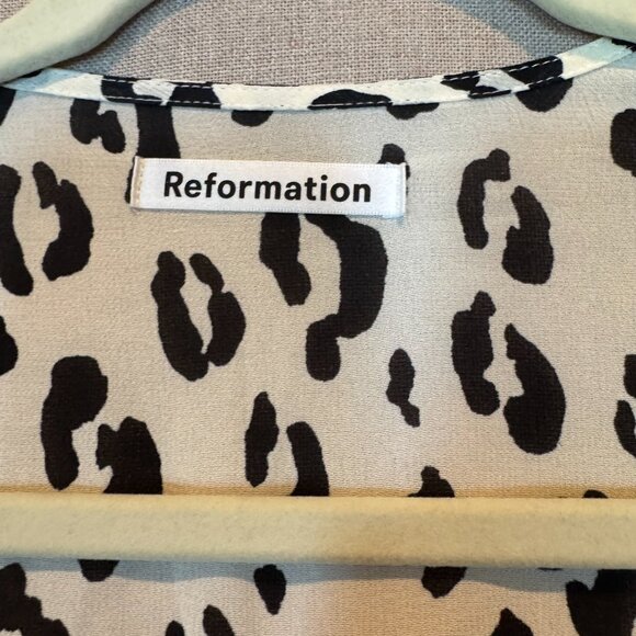 NEW Reformation Melba Wrap Dress Snow Leopard XL Long Sleeve Midi Quiet Luxury - Picture 9 of 16